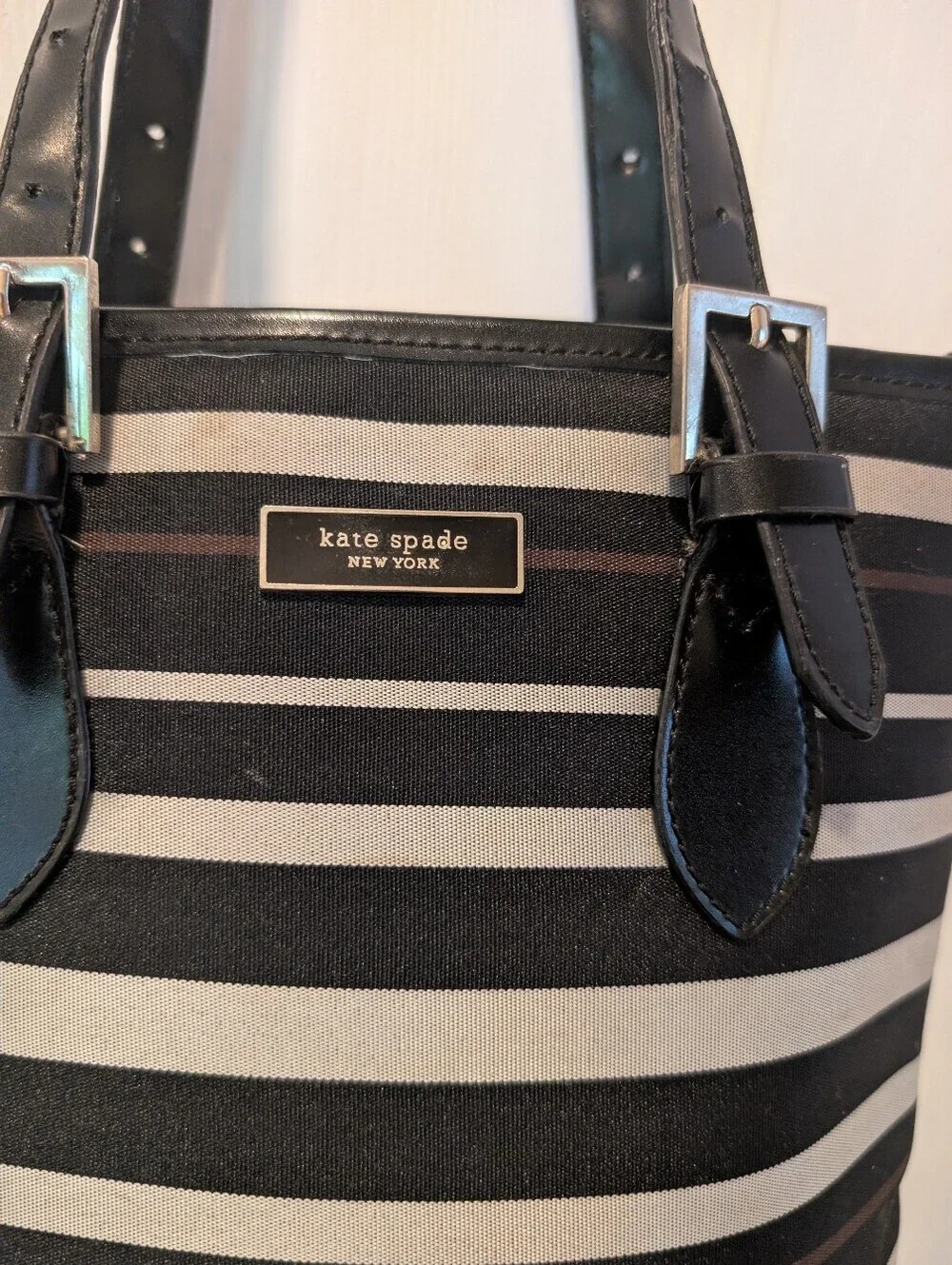 Kate Spade New York Black & Cream Striped Tote Bag